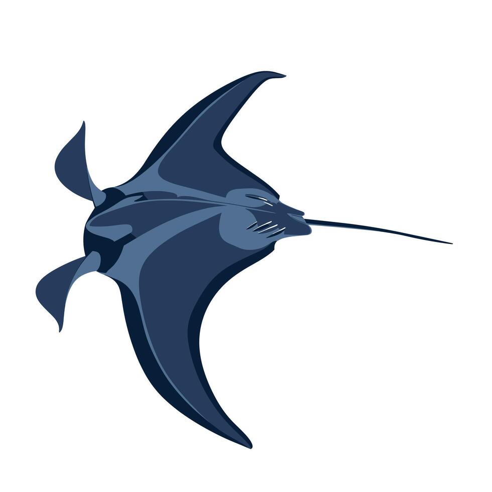 Majestic manta ray gliding through the ocean depths at sunrise vector