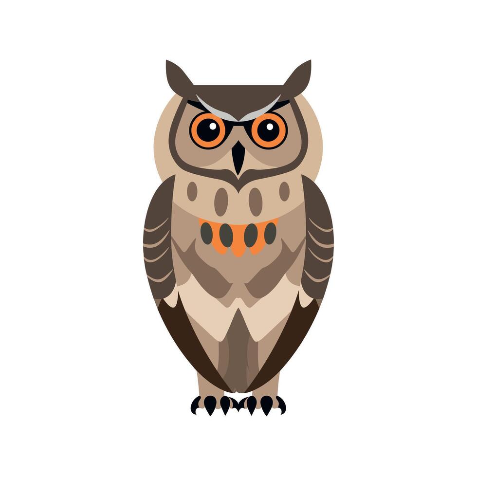 Cute cartoon owl with glasses posing on a white background in a playful style vector