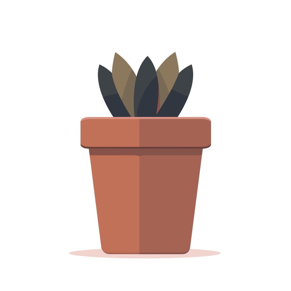 Potted succulent plant in a simple terracotta pot with stylized leaves vector