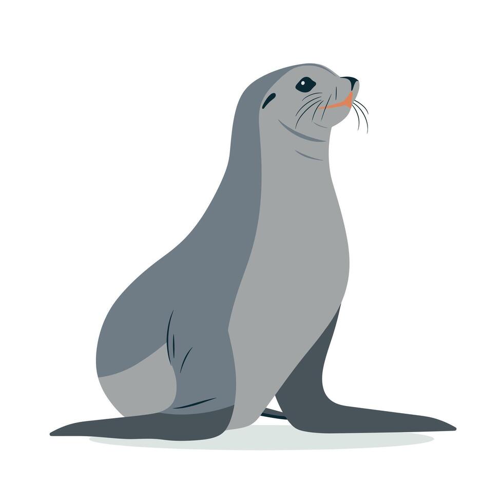 Seal resting on the shore with a curious expression in a coastal setting vector