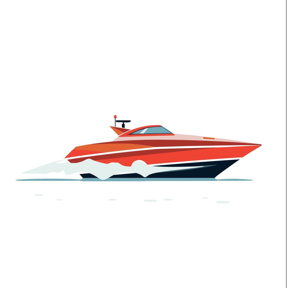 Speeding motorboat gliding across clear waters on a sunny day vector