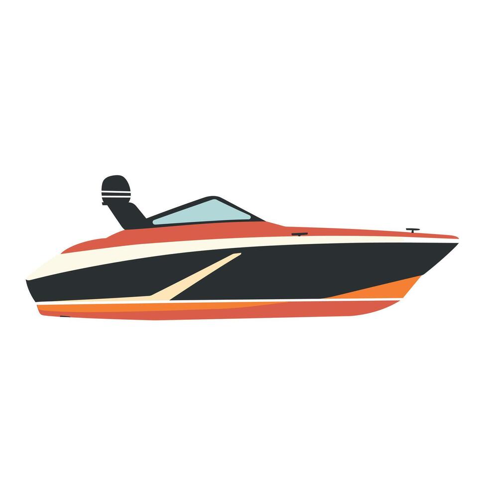 Speedboat gliding on water during a sunny day at the lake vector