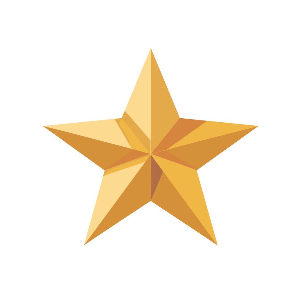 Golden star with three-dimensional design and clean background for decorative purposes vector