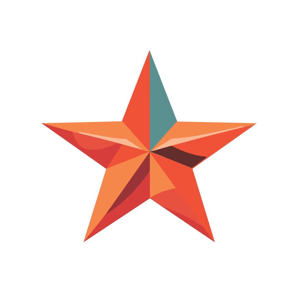 Geometric star shape in vibrant orange and green colors with sharp edges vector
