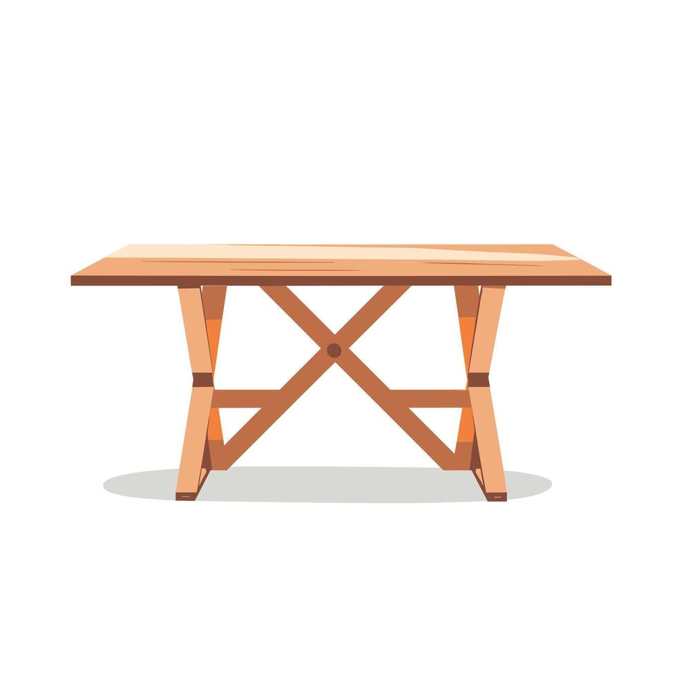 Wooden table with a simple design, perfect for dining or workspace settings vector