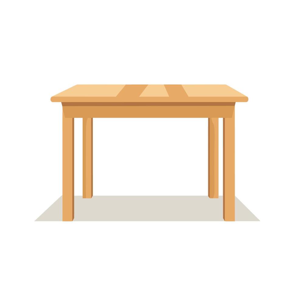 Wooden table with a simple design placed against a light background in a minimalistic setting vector