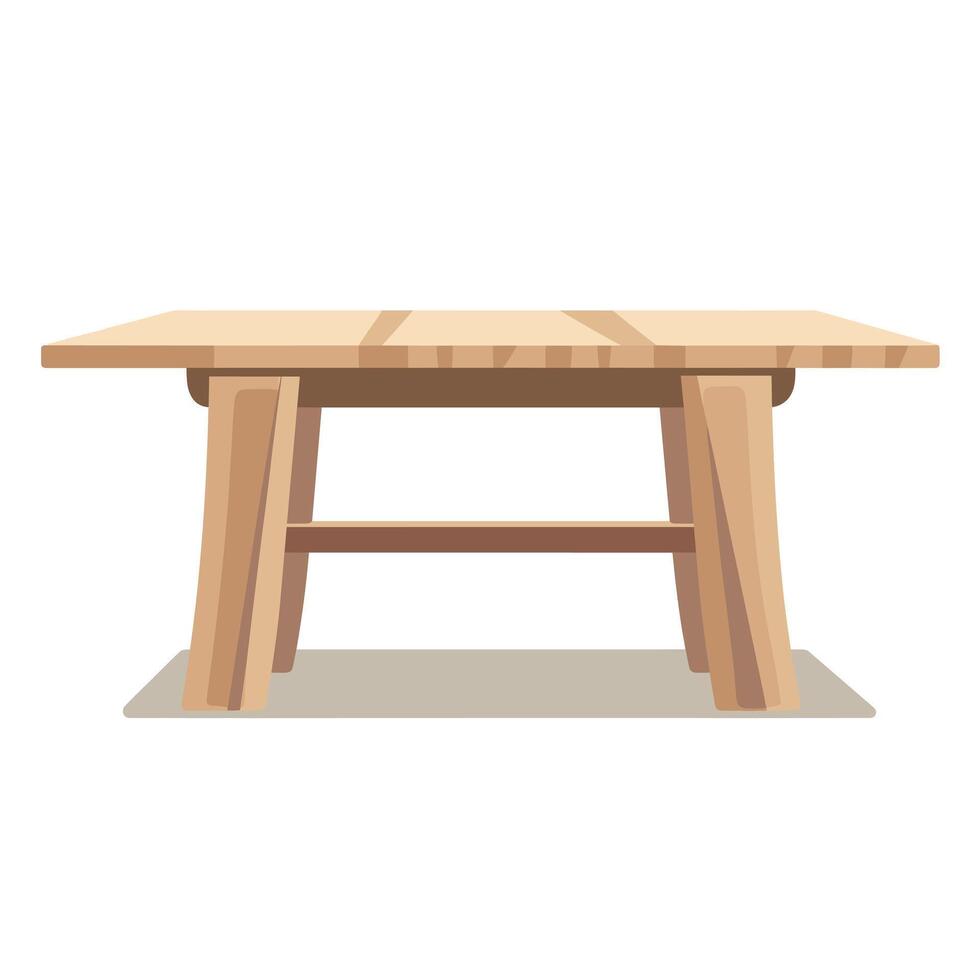 Simple wooden table design for modern or rustic interiors in minimalist style vector