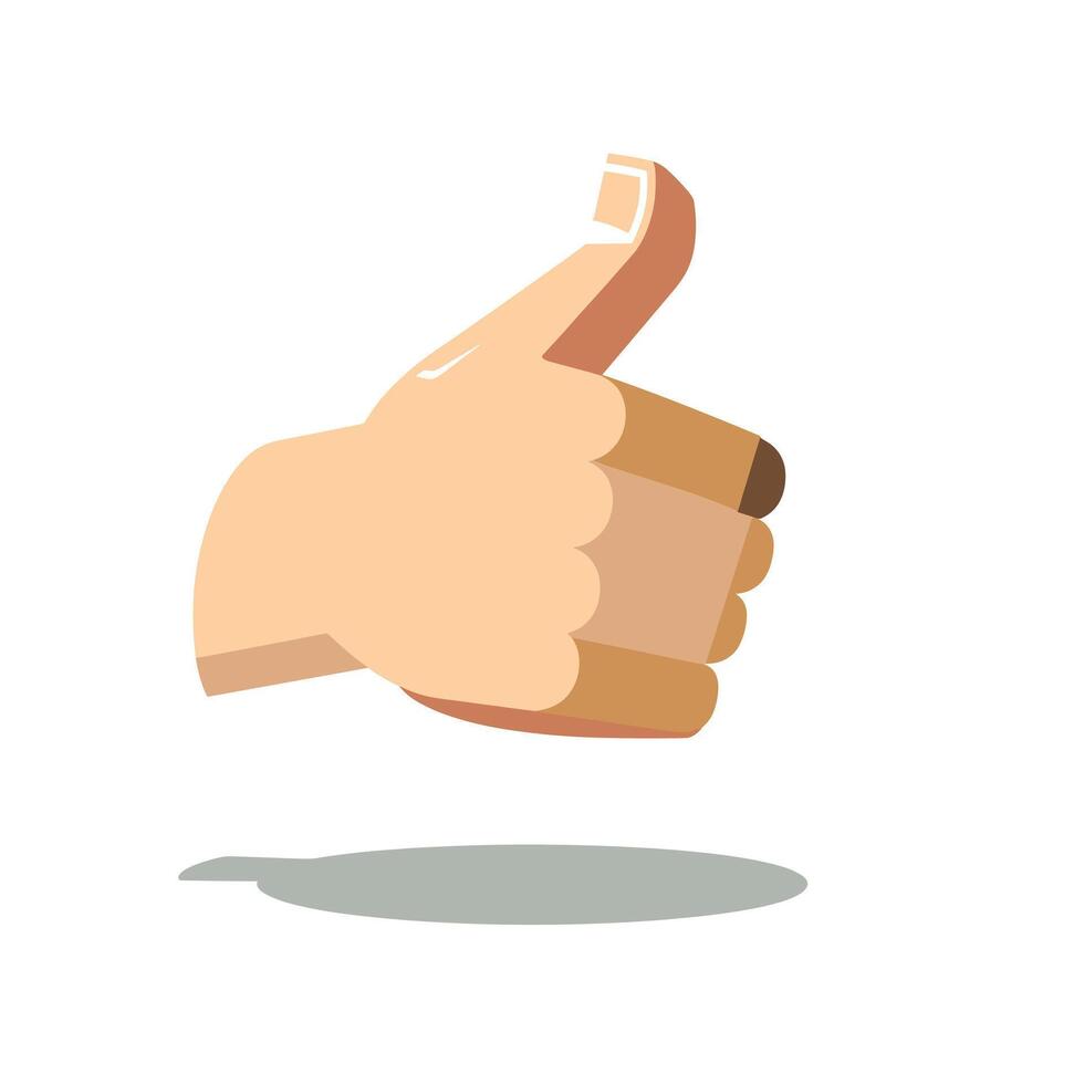 Creative hand gesture showing a thumbs up with a simple design vector