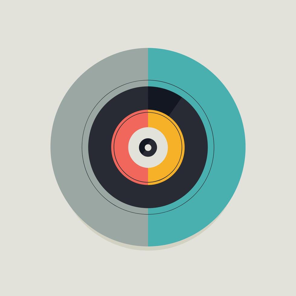 Colorful vinyl record design showcasing a classic retro aesthetic and circular patterns vector