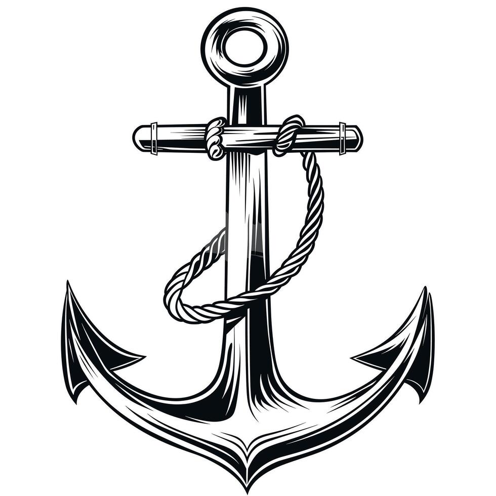 Anchor symbol with rope design for maritime-themed art projects and decor vector