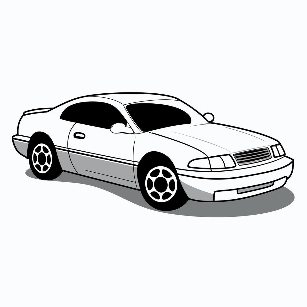 Stylish white sports car parked on a sleek driveway vector