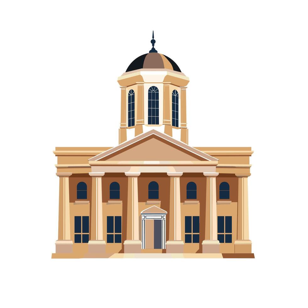 Historic building with a dome and columns in a classic architectural style vector