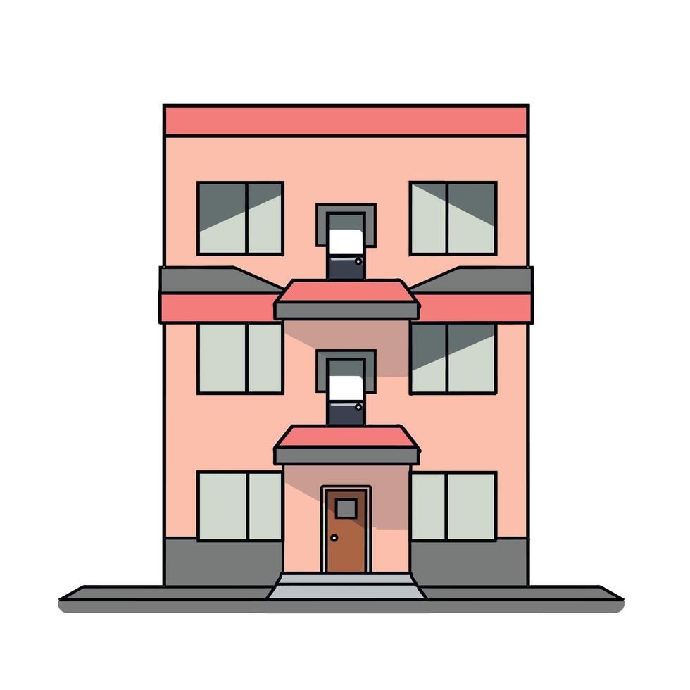 Modern three-story building design with vibrant colors and sleek lines vector