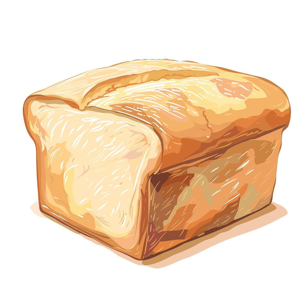 Freshly baked loaf of bread on a wooden counter with a warm golden crust vector
