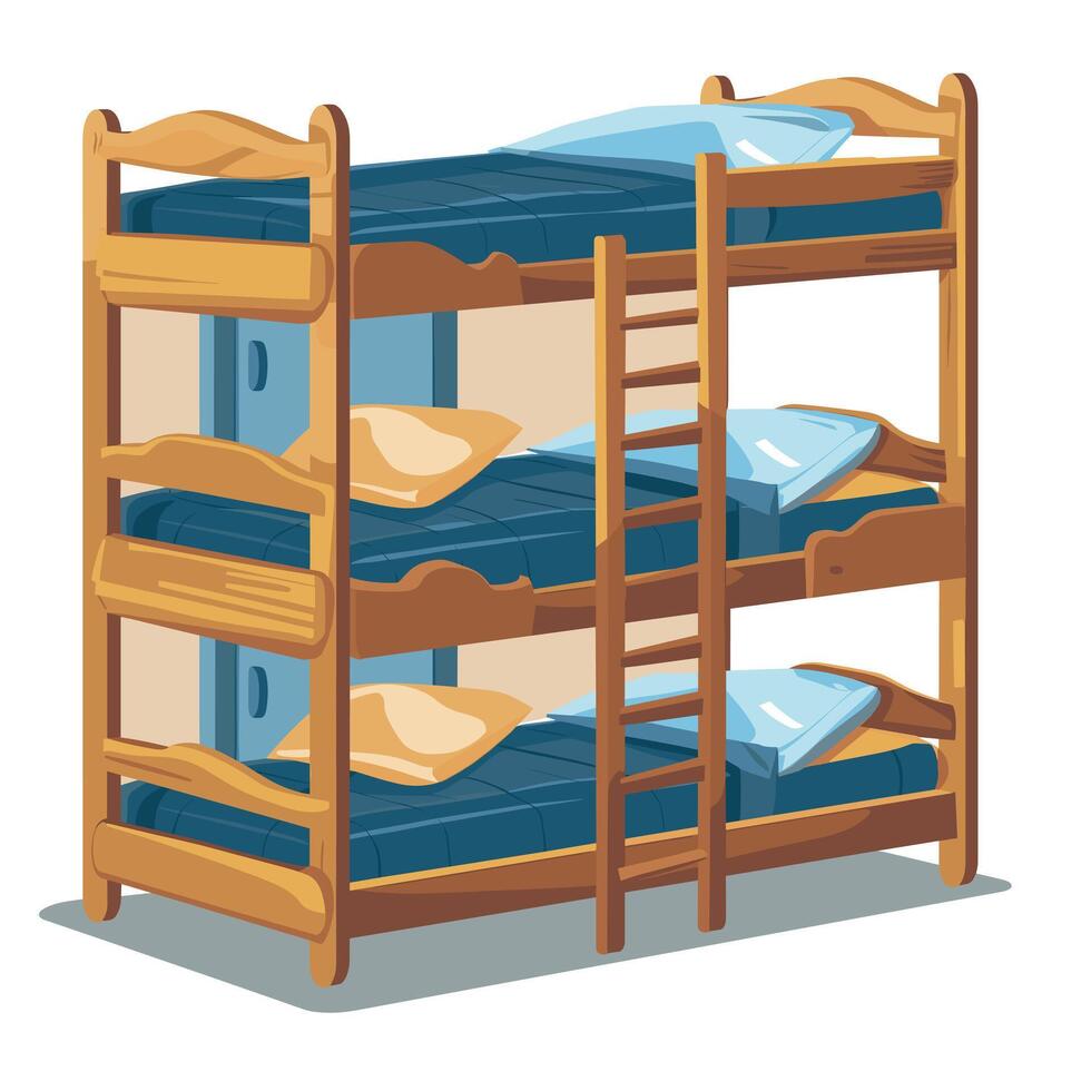 Bunk beds design ideal for maximizing space in children's rooms or dormitories vector
