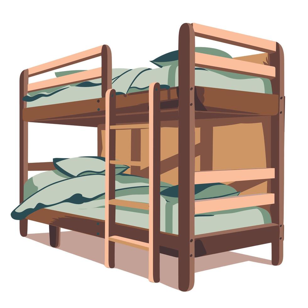 Bunk beds with soft pillows and bedding in a cozy room setting for children's sleep vector