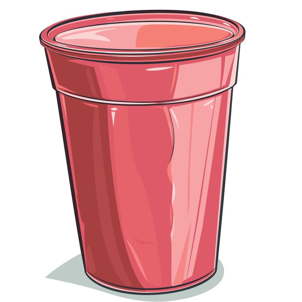 Bright red cup used for beverages at outdoor gatherings or parties during warm weather vector