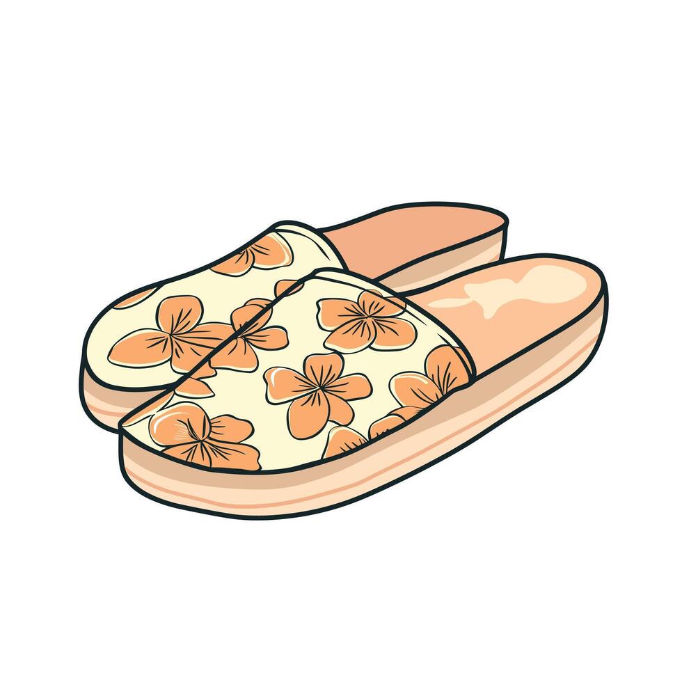 Colorful floral slippers ideal for comfort at home or outdoor relaxation vector