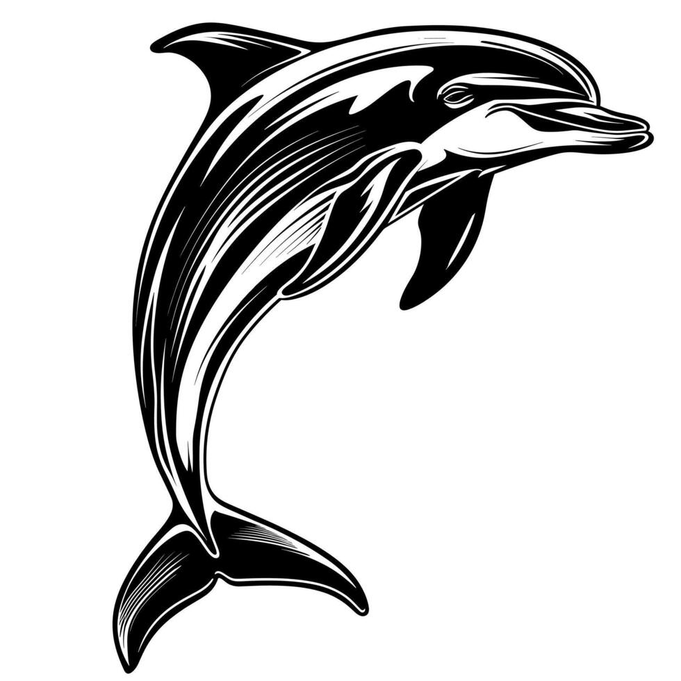 Dolphin gracefully swimming through deep blue water in coastal environment vector