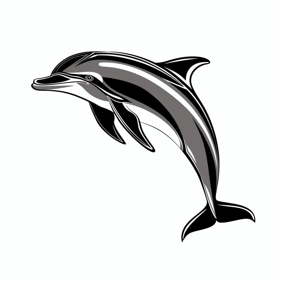 Dolphin leaping gracefully in ocean waters during bright daylight vector