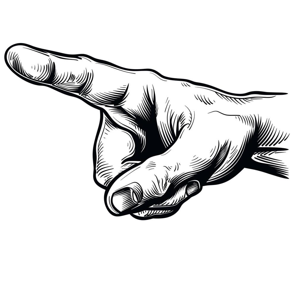 Hand pointing in a directive manner illustrating a gesture of guidance or instruction vector