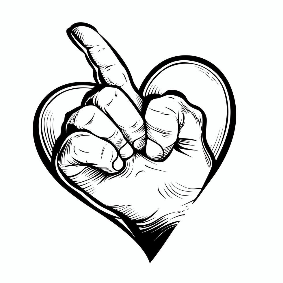 Outstretched hand forming a heart shape in a unique artistic design vector