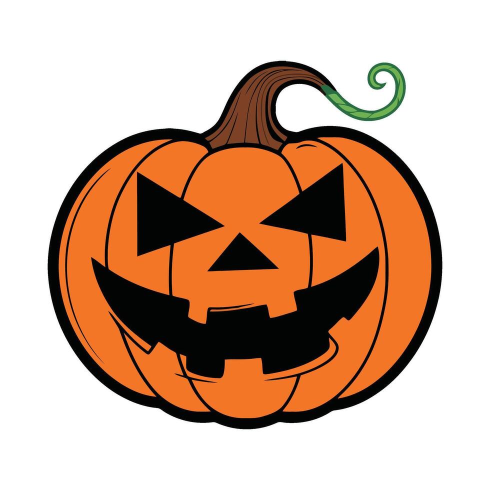 Halloween pumpkin with black eyes and green nose vector