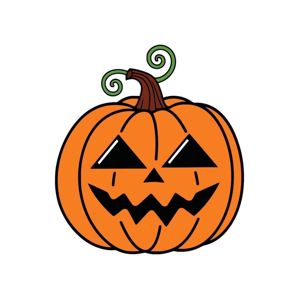 Halloween pumpkin with a green face and a green swirl vector