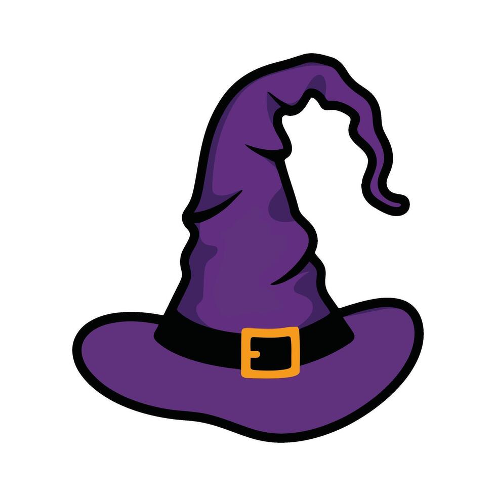 A purple witch hat with a black hat on top vector