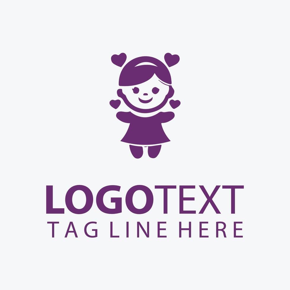 Little Sweet hearts baby doll logo vector