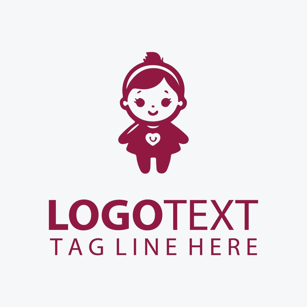 Adorable Hearts baby doll logo vector