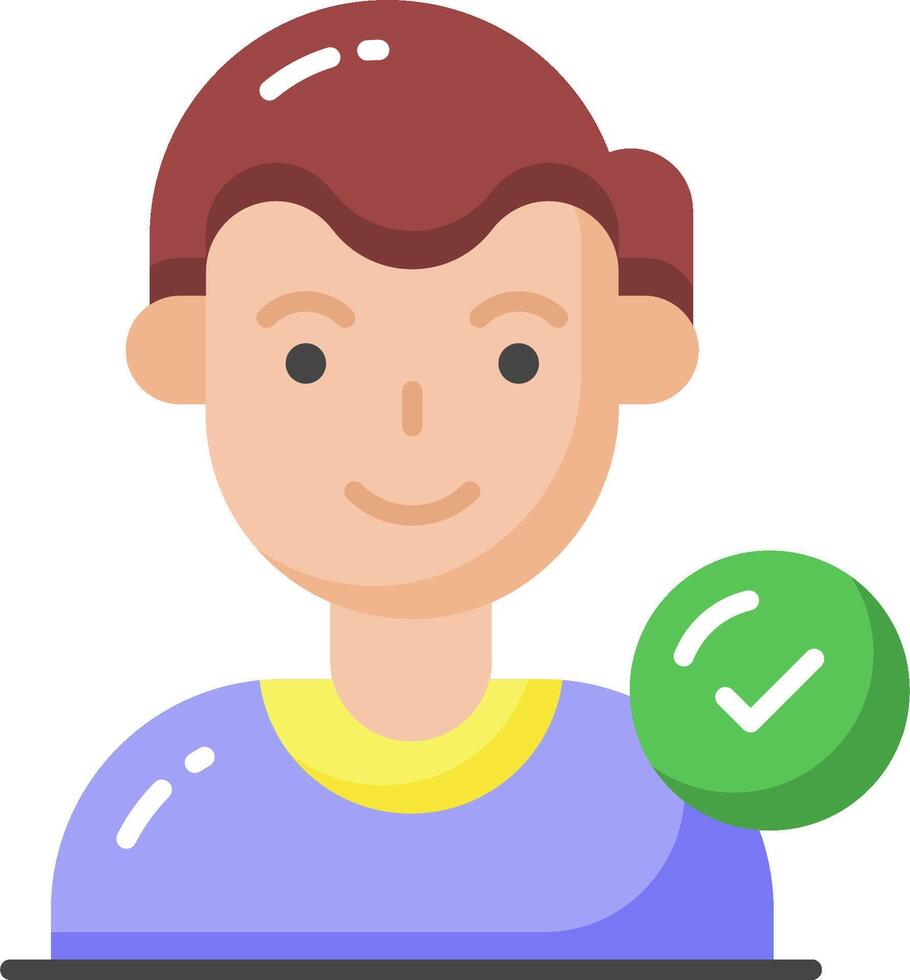 A man with a green tick on his face vector