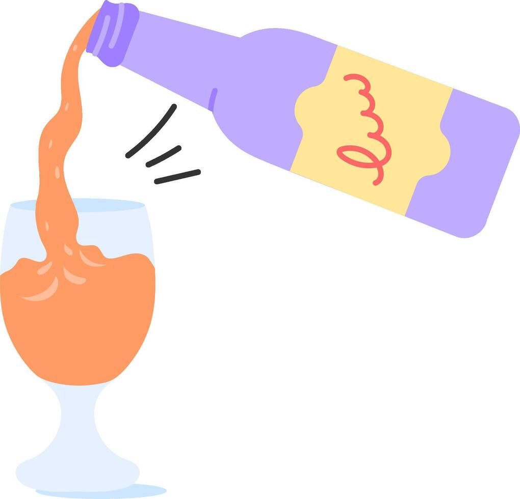 A bottle of orange juice being poured into a glass vector
