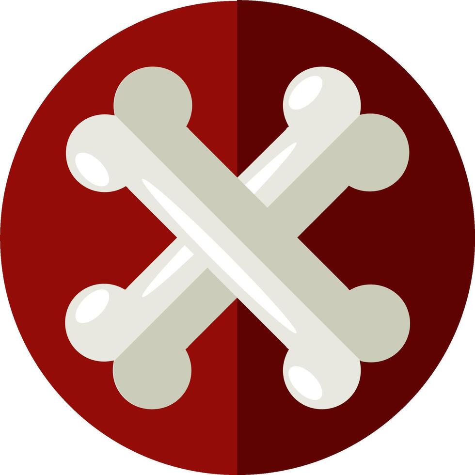 A red and white cross with two bones in it vector