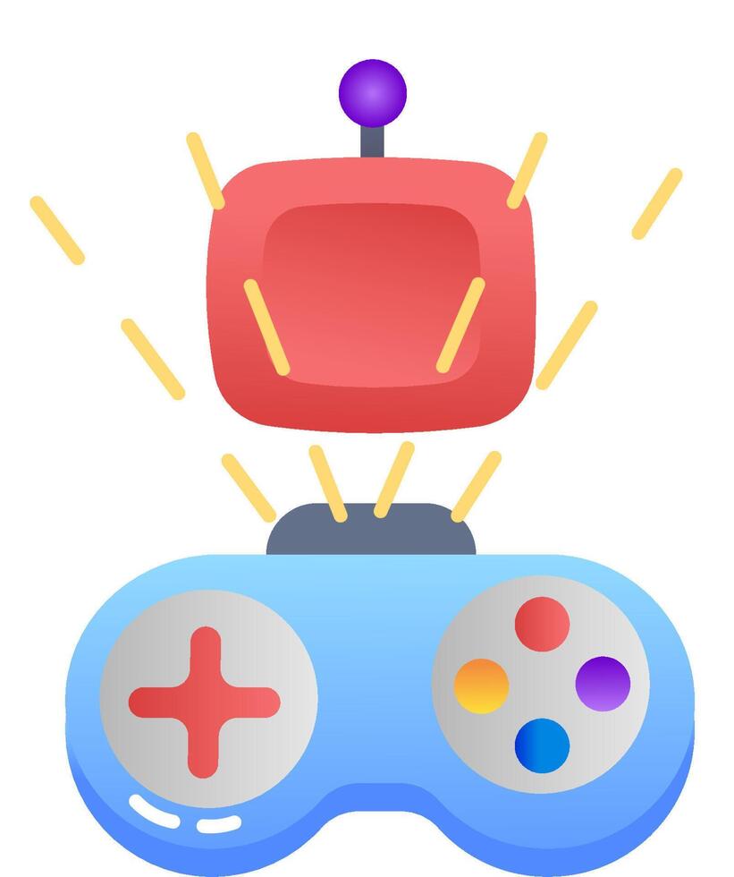A game controller with a red button and a joystick vector