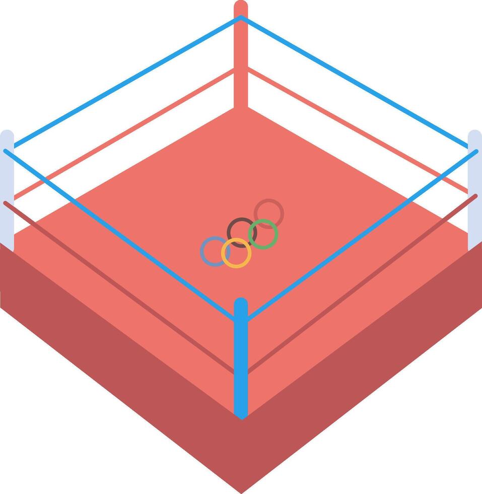 An illustration of a boxing ring with two rings vector