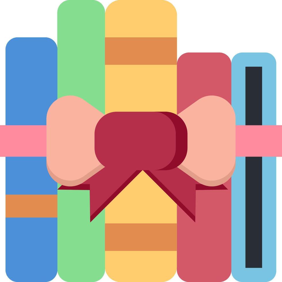 A colorful stack of books with a bow vector