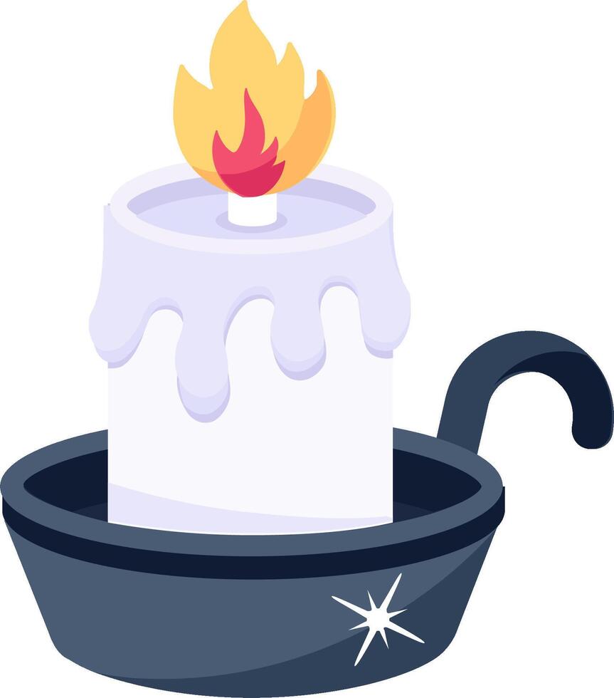 A candle in a pan with a flame vector