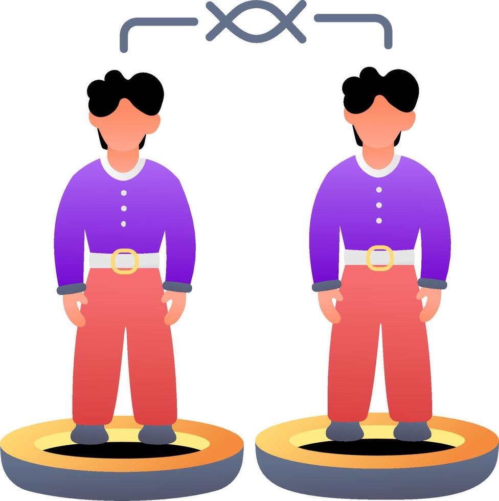 Two men standing on a platform with a cross vector