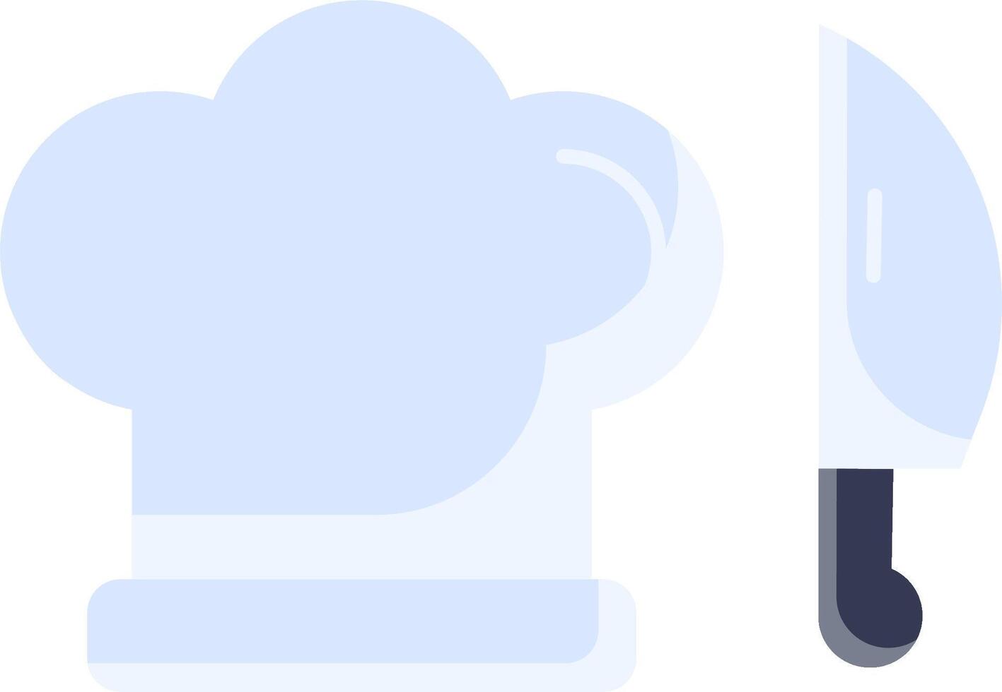 A chef hat and knife are shown on a white background vector