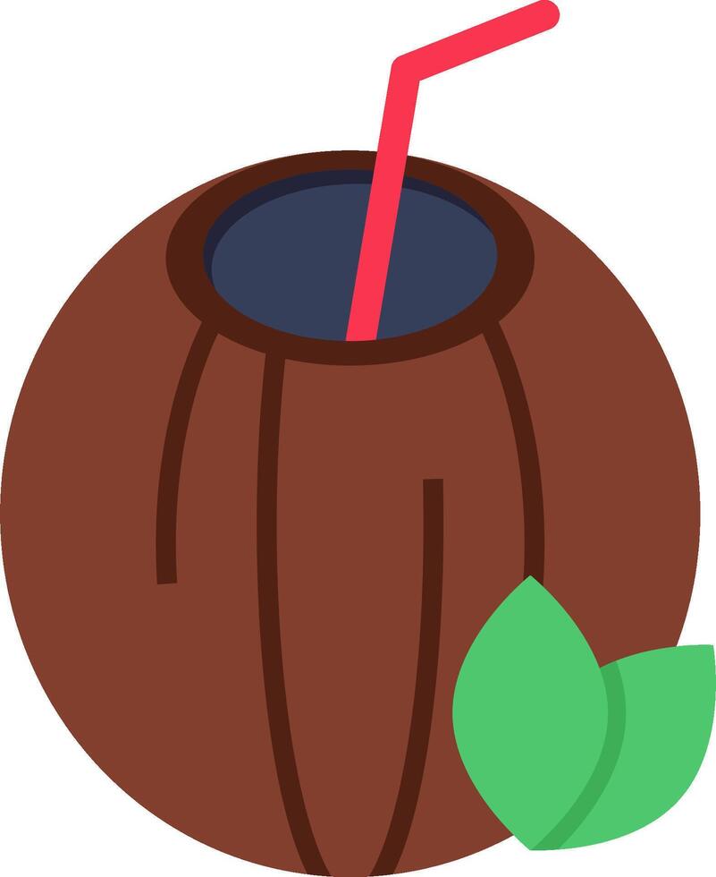 Coconut drink with straw and leaves vector
