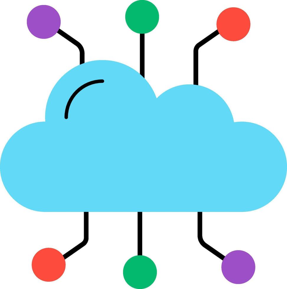 A cloud with colored dots connected to it vector