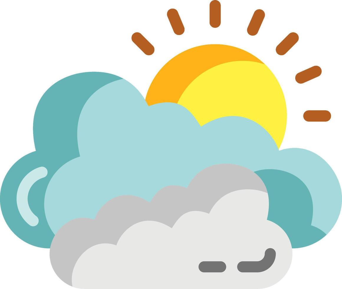 A cartoon cloud with the sun behind it vector