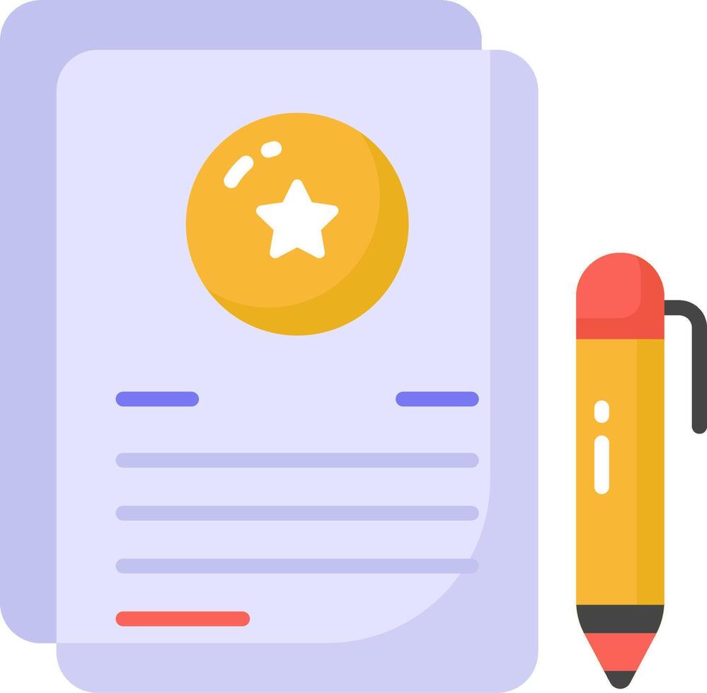 A pen and a paper with a star icon vector