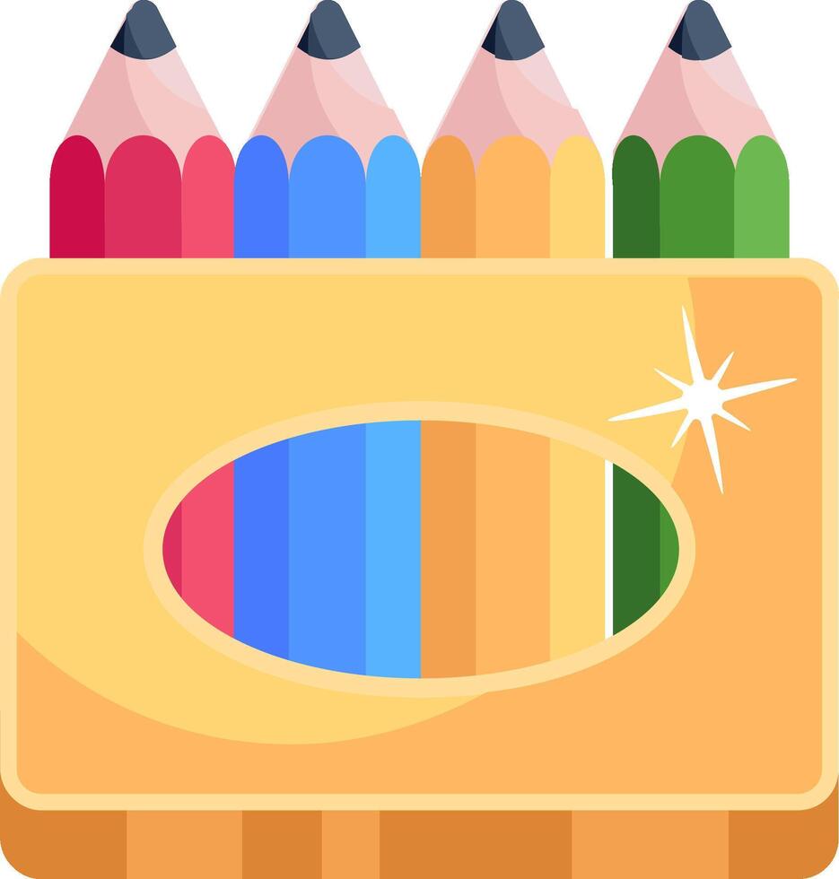 Color pencils in a box with a star vector