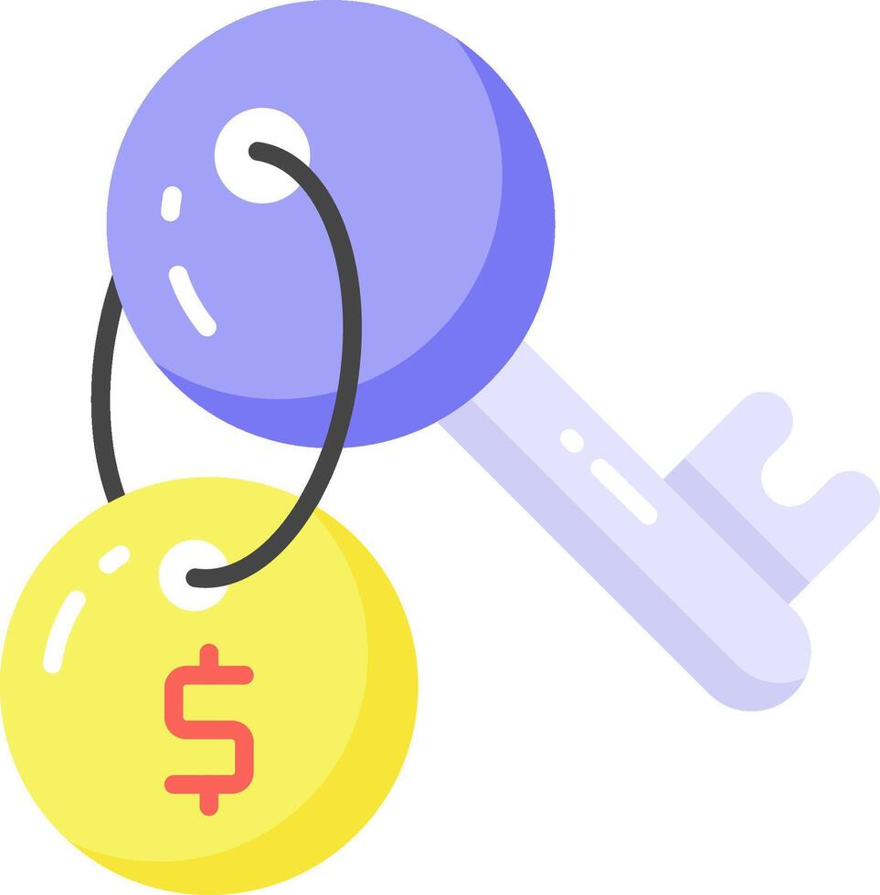 Key with dollar sign and key chain vector