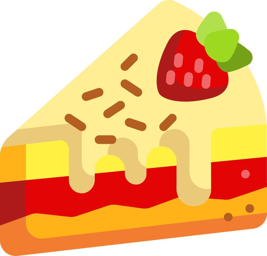 A slice of cake with a strawberry on top vector