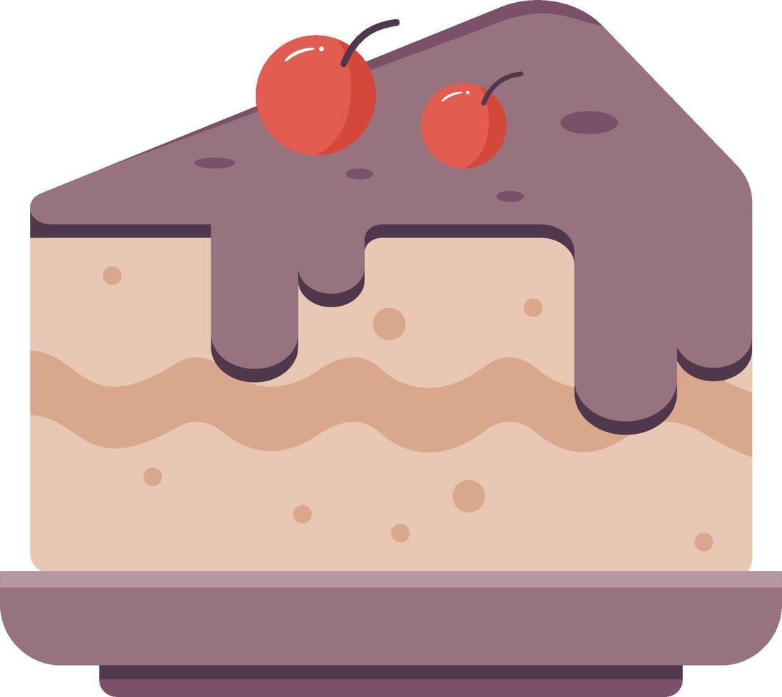 A piece of cake with cherries on top vector
