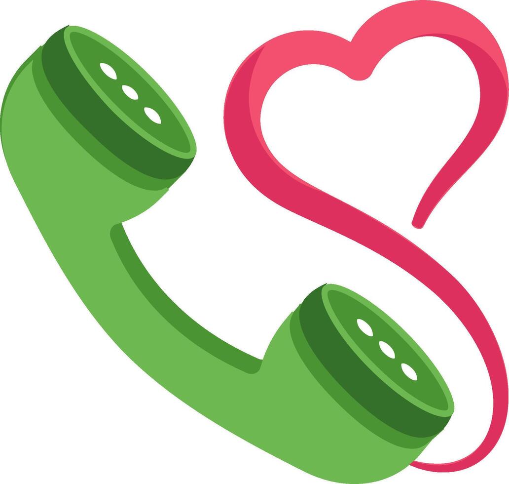 A phone with a heart and a green cord vector