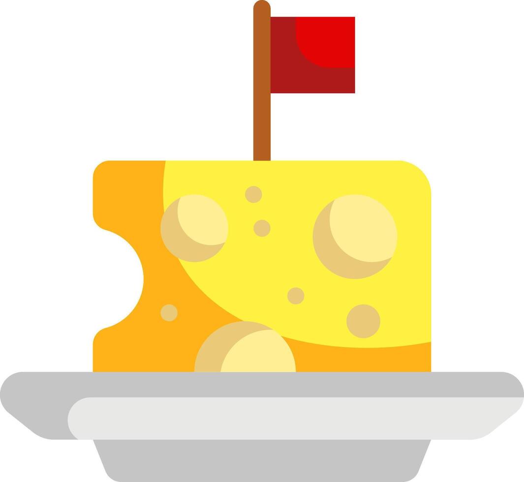 Cheese with red flag on top of plate vector